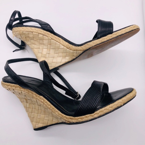 WHBM 4” Strappy Black Wedge - Picture 2 of 5